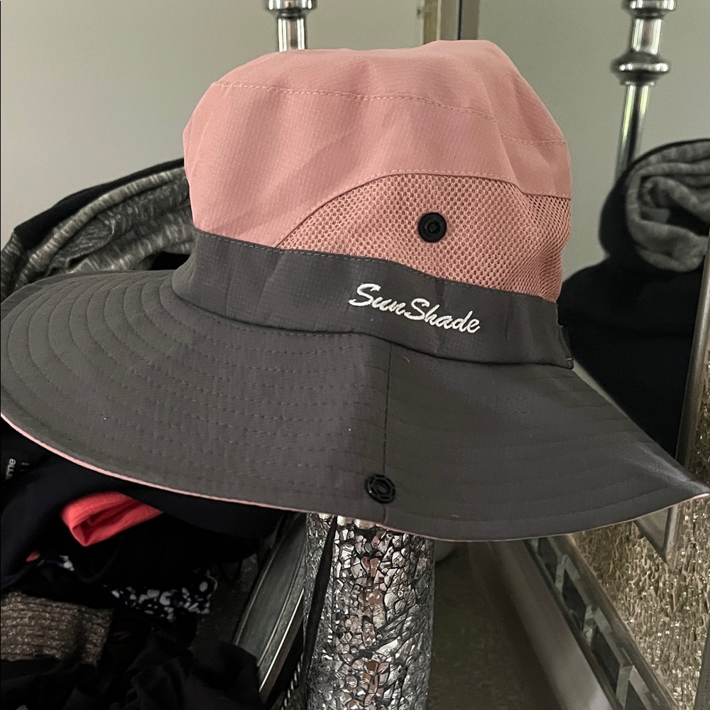 SunShade Pink and Gray Wide Brim Hat